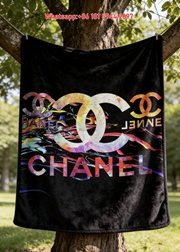 Chanel Luxury Abstract Graffiti Print Flannel Throw Blanket IMG_6951